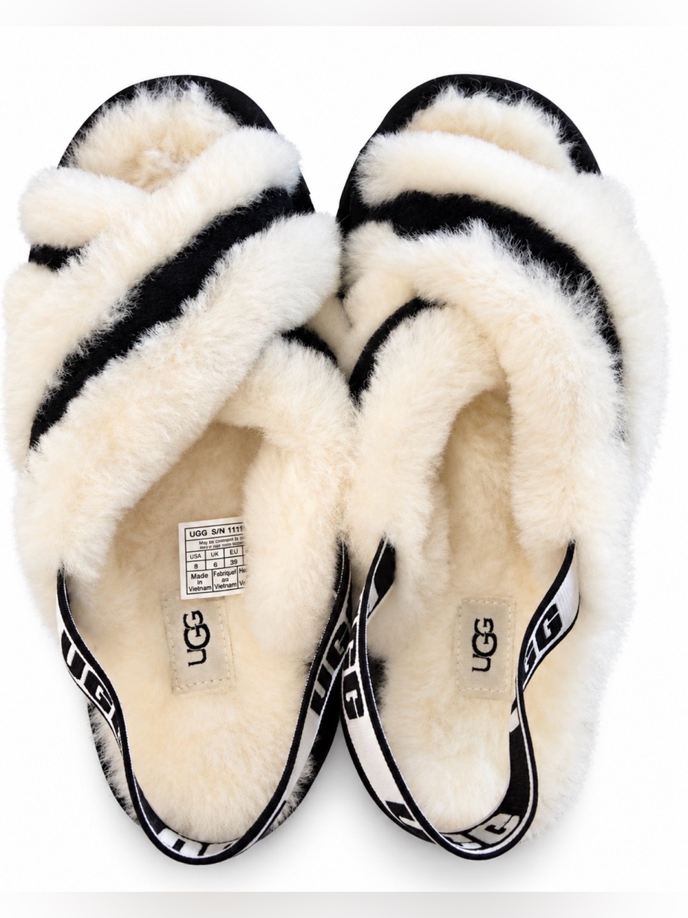 Women's UGG Disco Cross Slide White Black Size 7 Platform Sandal
